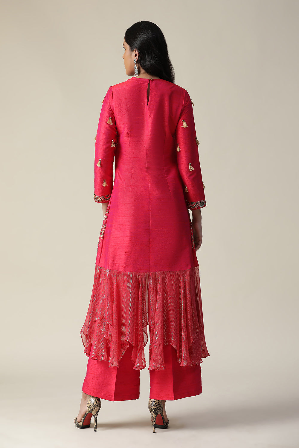 La Rosa Raw Silk Tunic Set - Auraya Fashion -  - #tag1# - #tag2# - #tag3# - #tag3#