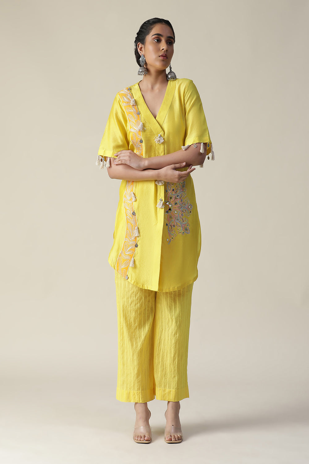 Jaune Mimosa Hand Painted Cord Set - Auraya Fashion -  - #tag1# - #tag2# - #tag3# - #tag3#