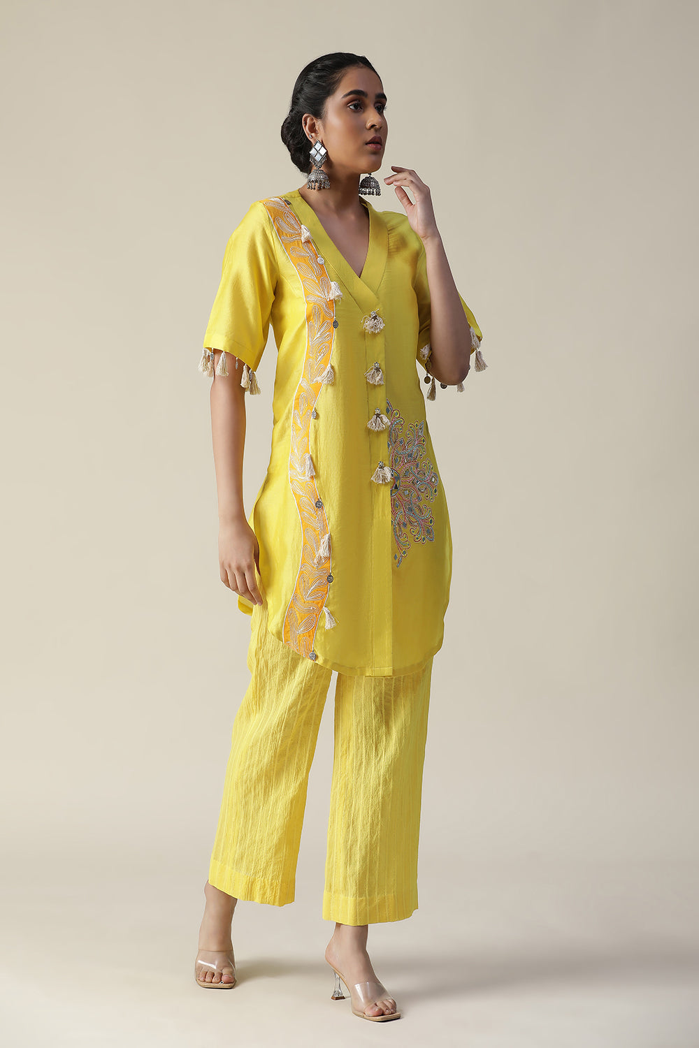 Jaune Mimosa Hand Painted Cord Set - Auraya Fashion -  - #tag1# - #tag2# - #tag3# - #tag3#