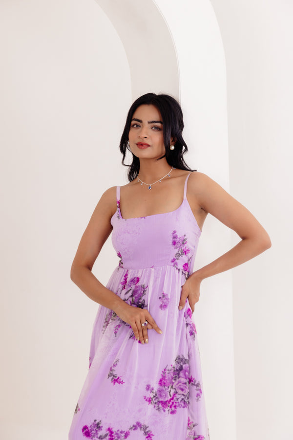  Saanvi Lavender Floral Printed Dress Closeup-2