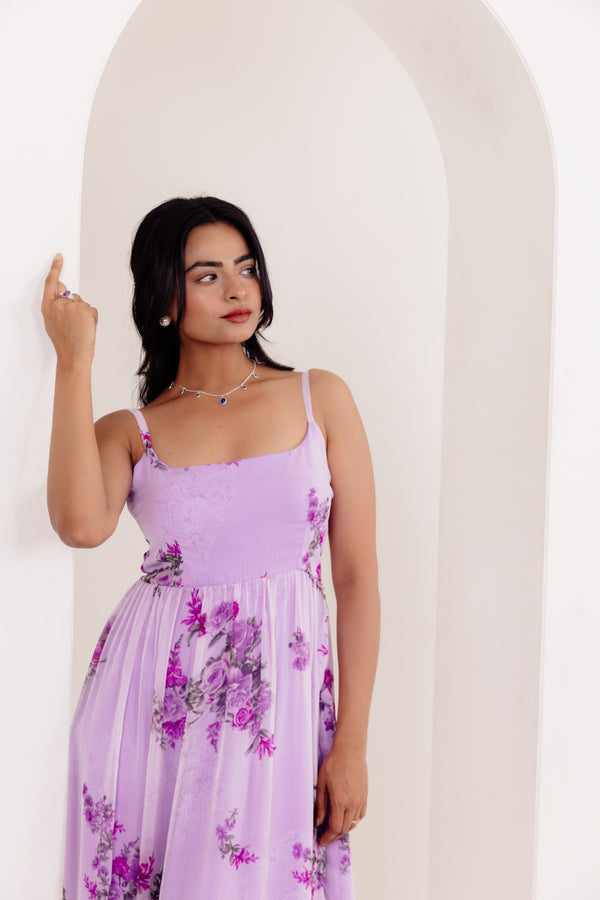  Saanvi Lavender Floral Printed Dress Closeup-1