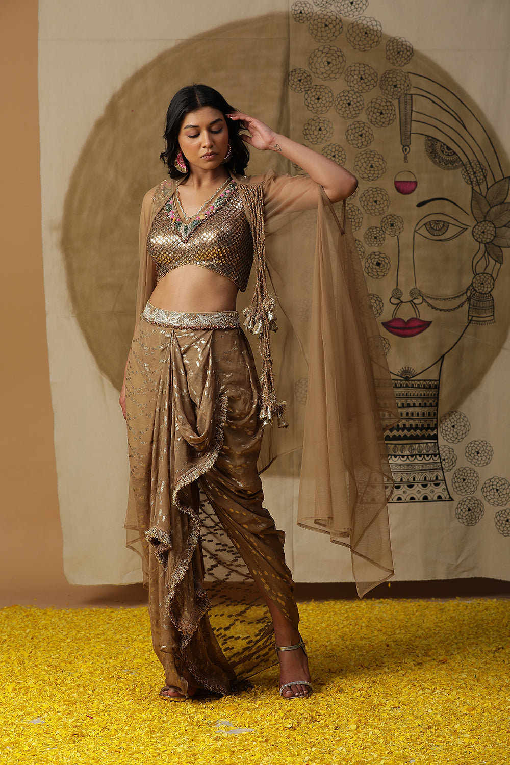 Golden Dhoti Set - Auraya Fashion -  - #tag1# - #tag2# - #tag3# - #tag3#