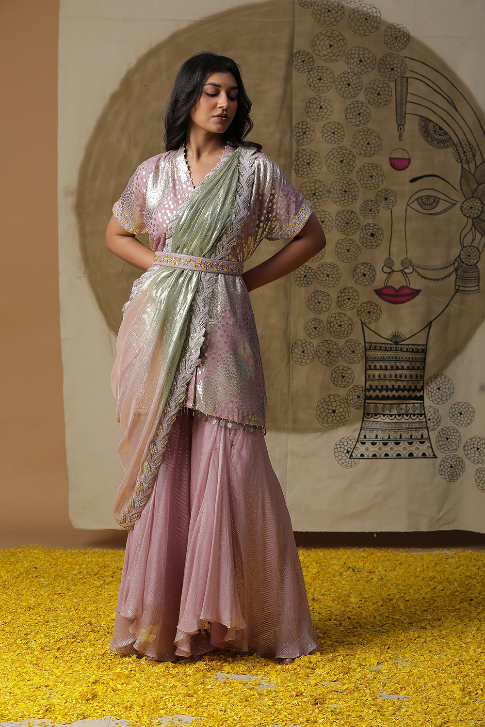 Dusty Pink Kurta Set - Auraya Fashion - Arpita Sulakshana - #tag1# - #tag2# - #tag3# - #tag3#