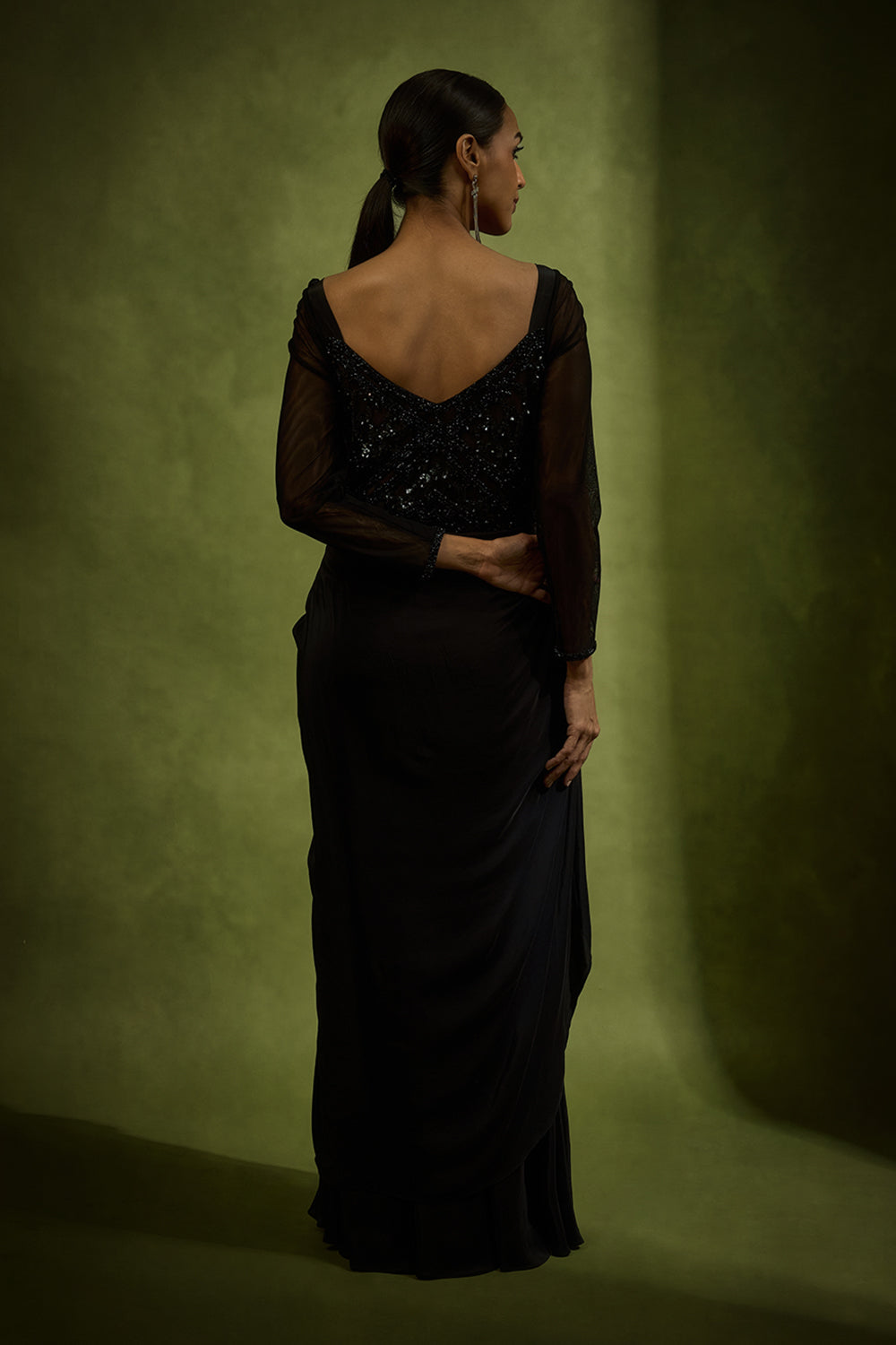 Noir Drape Saree Gown