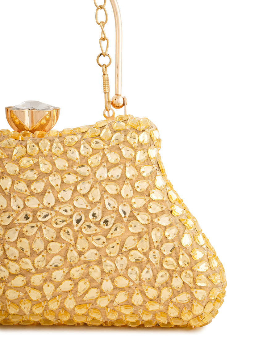 CY A Clutch Story Gold Topaz Clutch Closeup 1