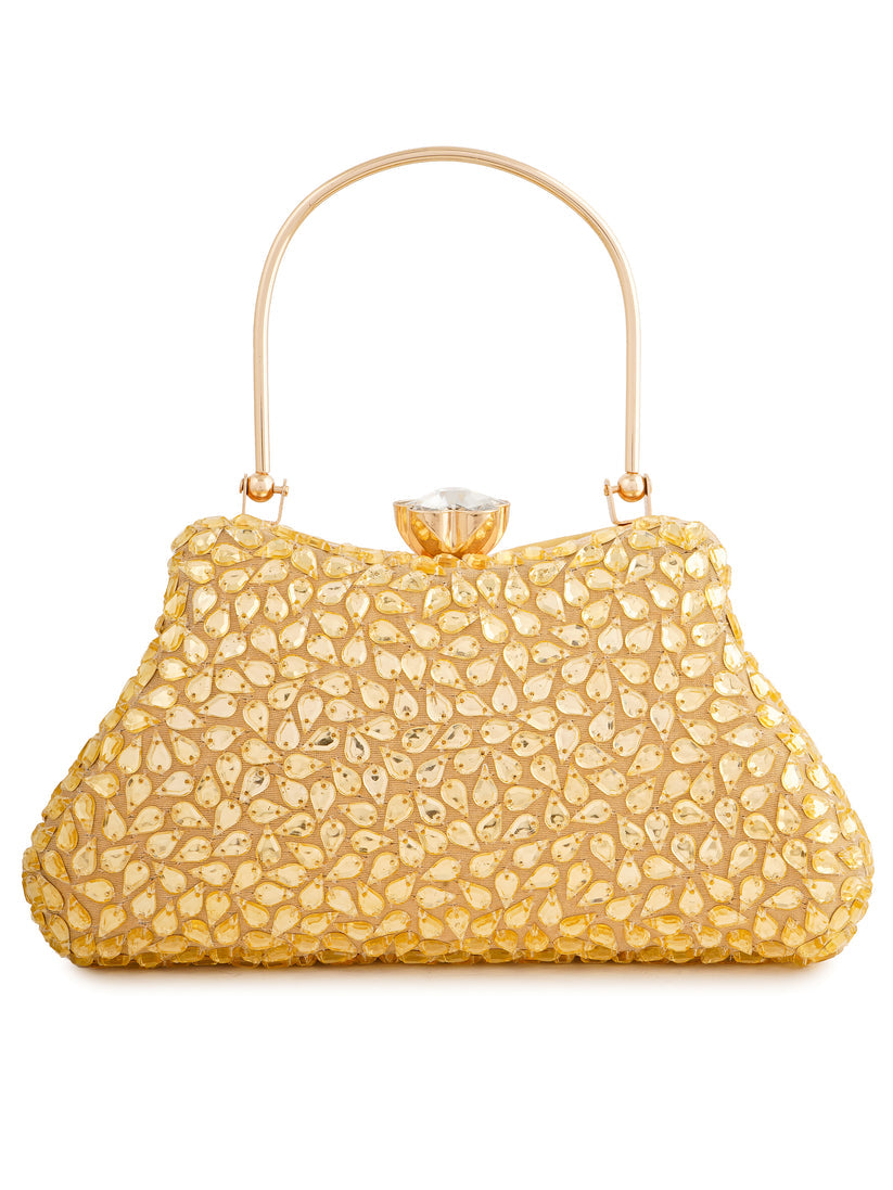 CY A Clutch Story Gold Topaz Clutch Front 3