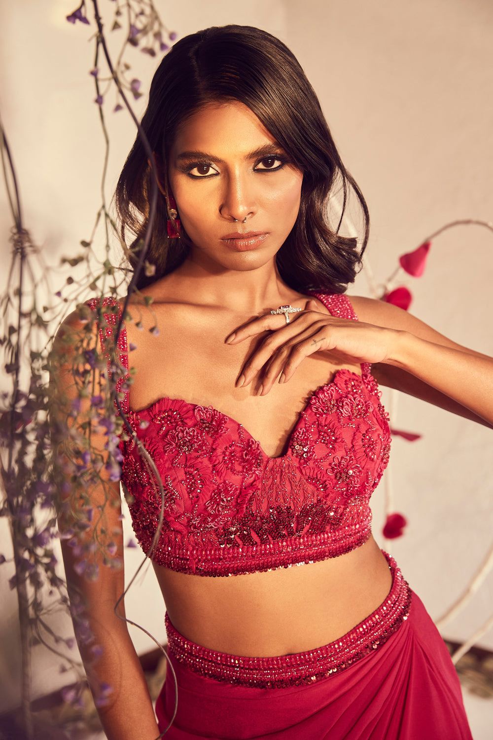 Pink Layered Lehenga Set