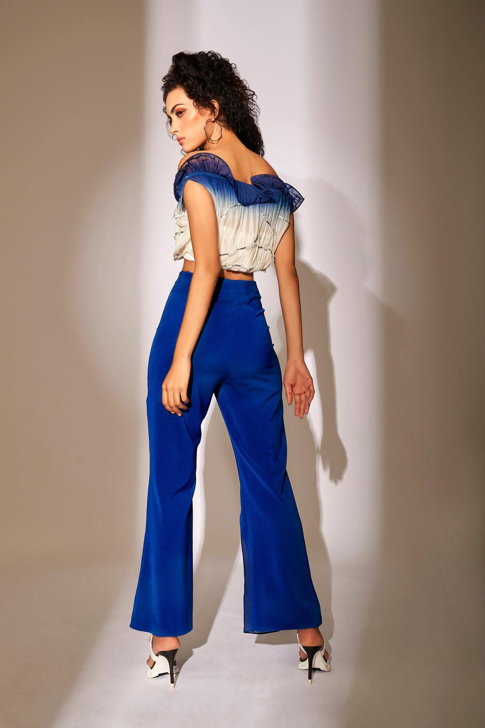 Blue Ruffled Top Co-Ord Set