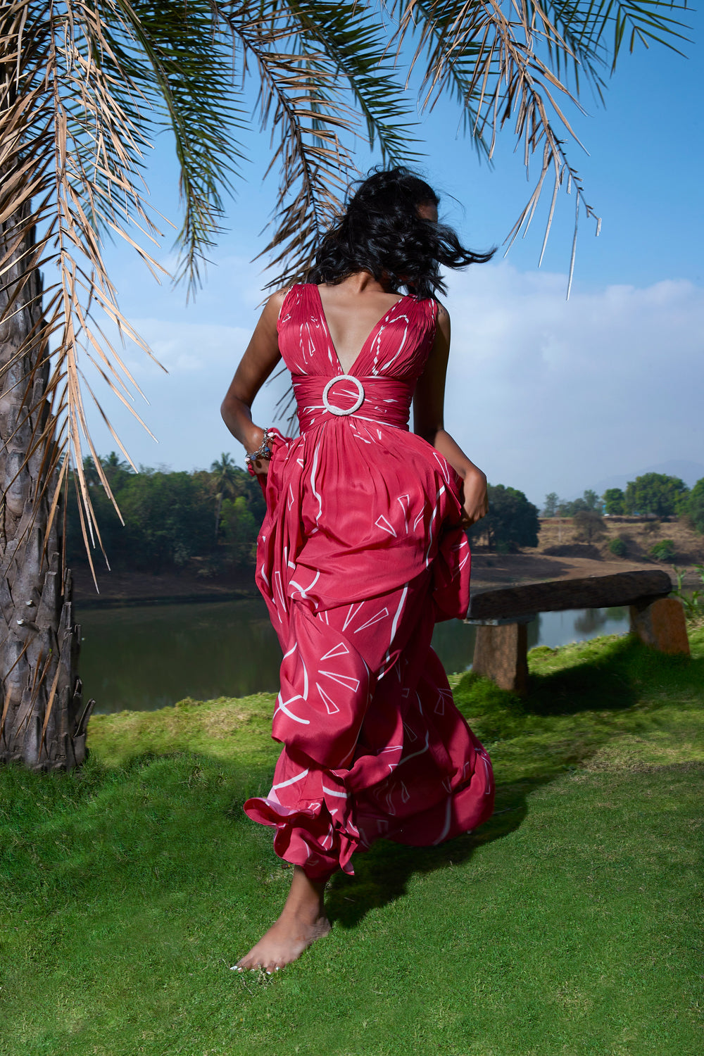 Pink Crepe Printed Maxi Dress