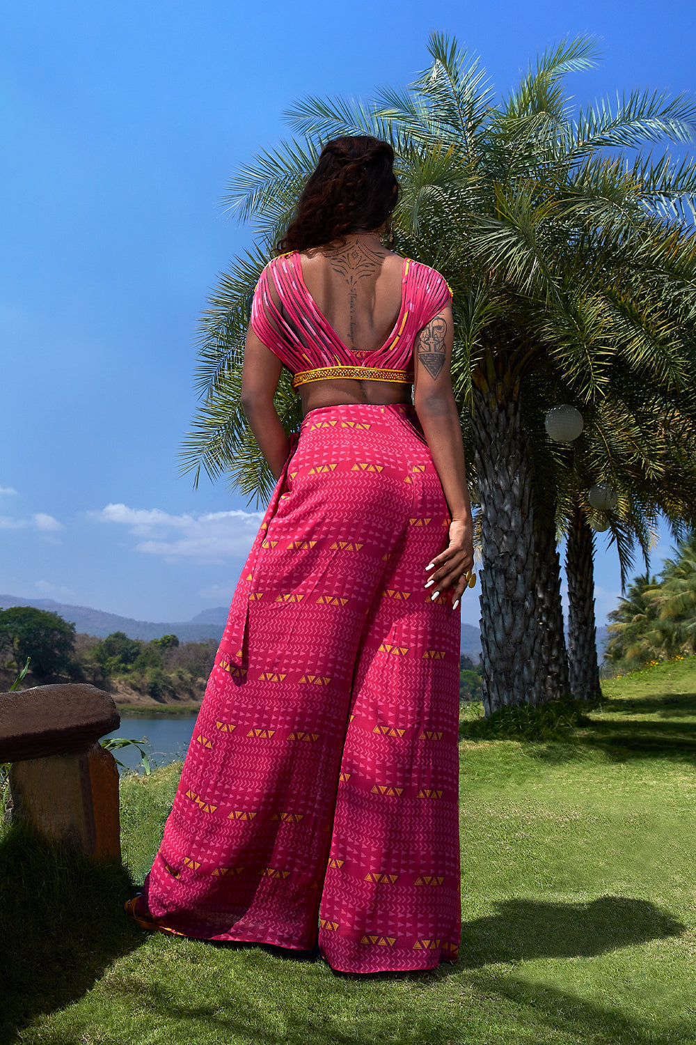 Pink Corded Top with Pants