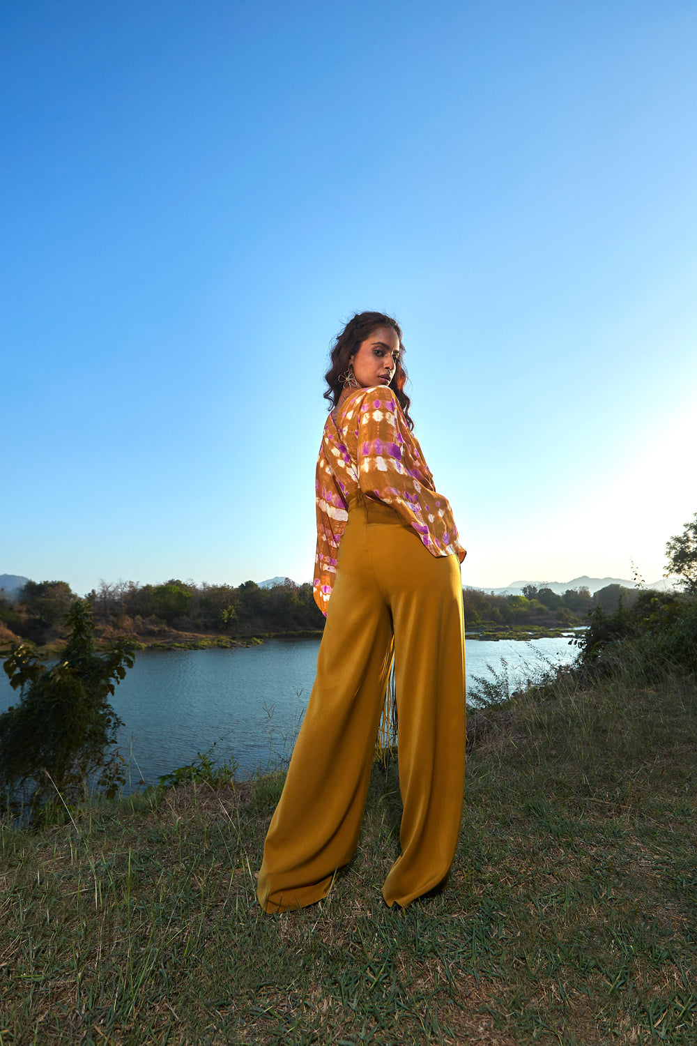 Olive Jumpsuit with Plunging Neckline