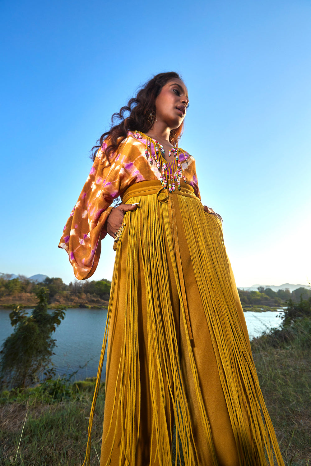 Olive Jumpsuit with Plunging Neckline