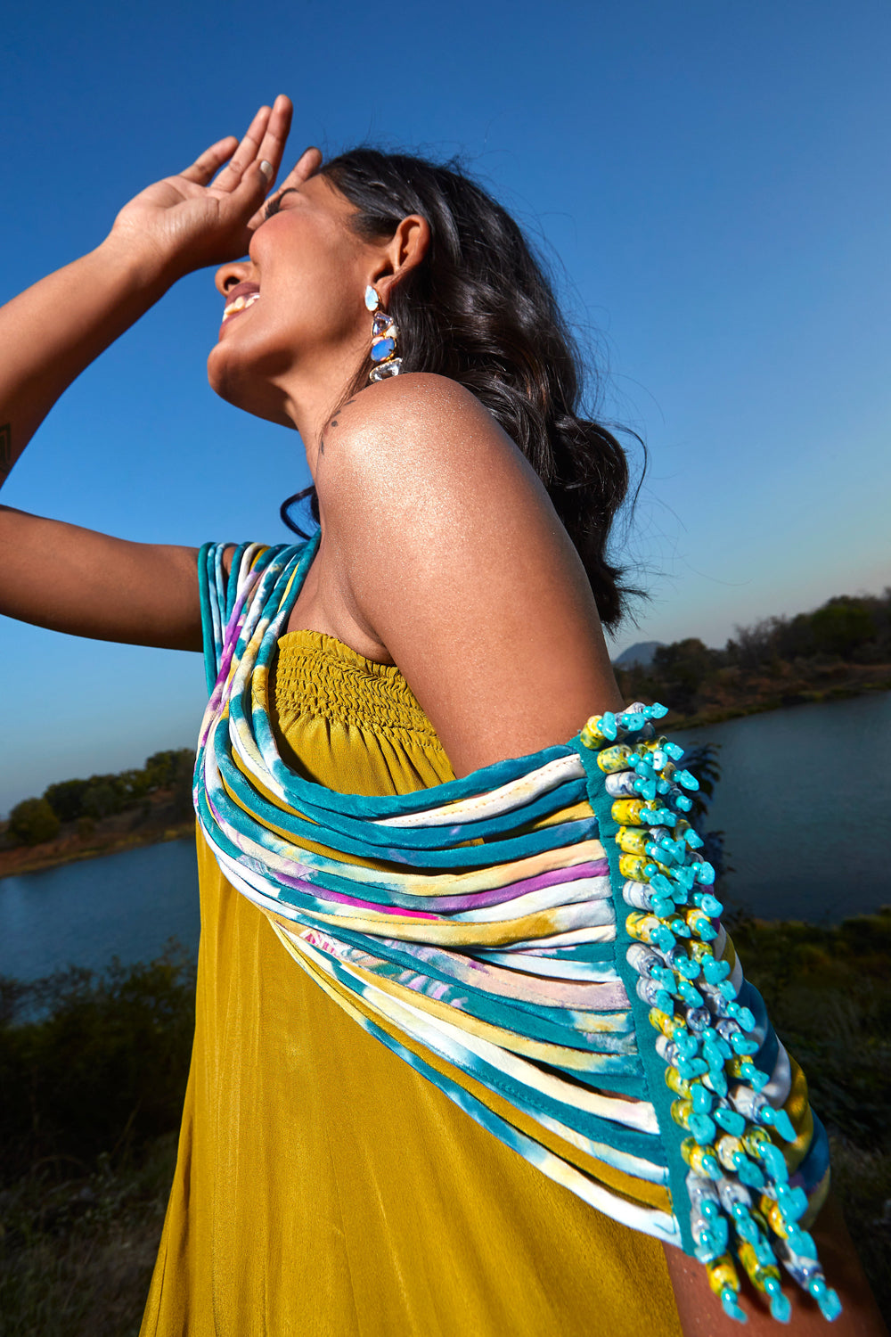 Green Jumpsuit with Corded Throw