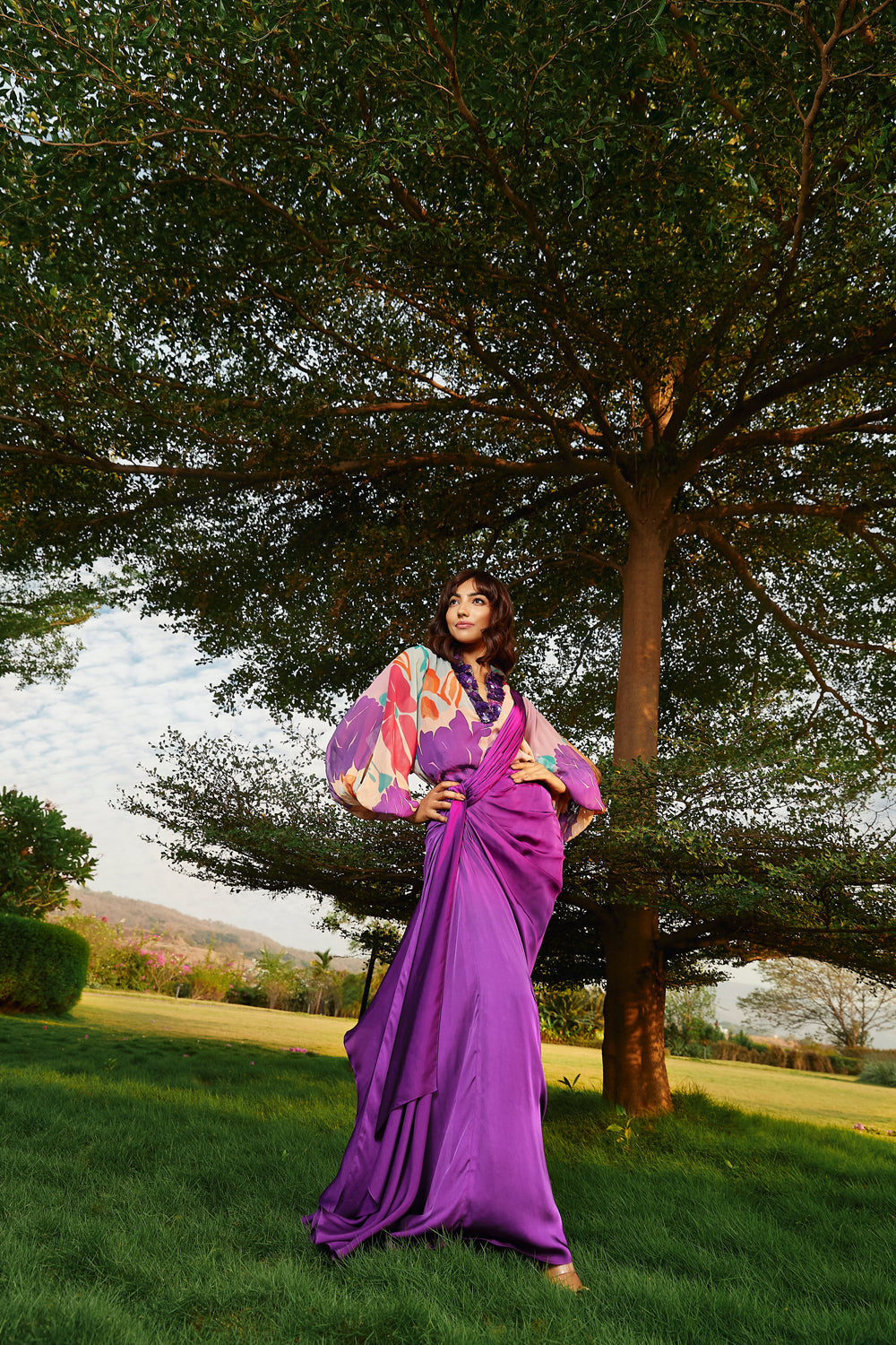 Iris Colored Draped Saree