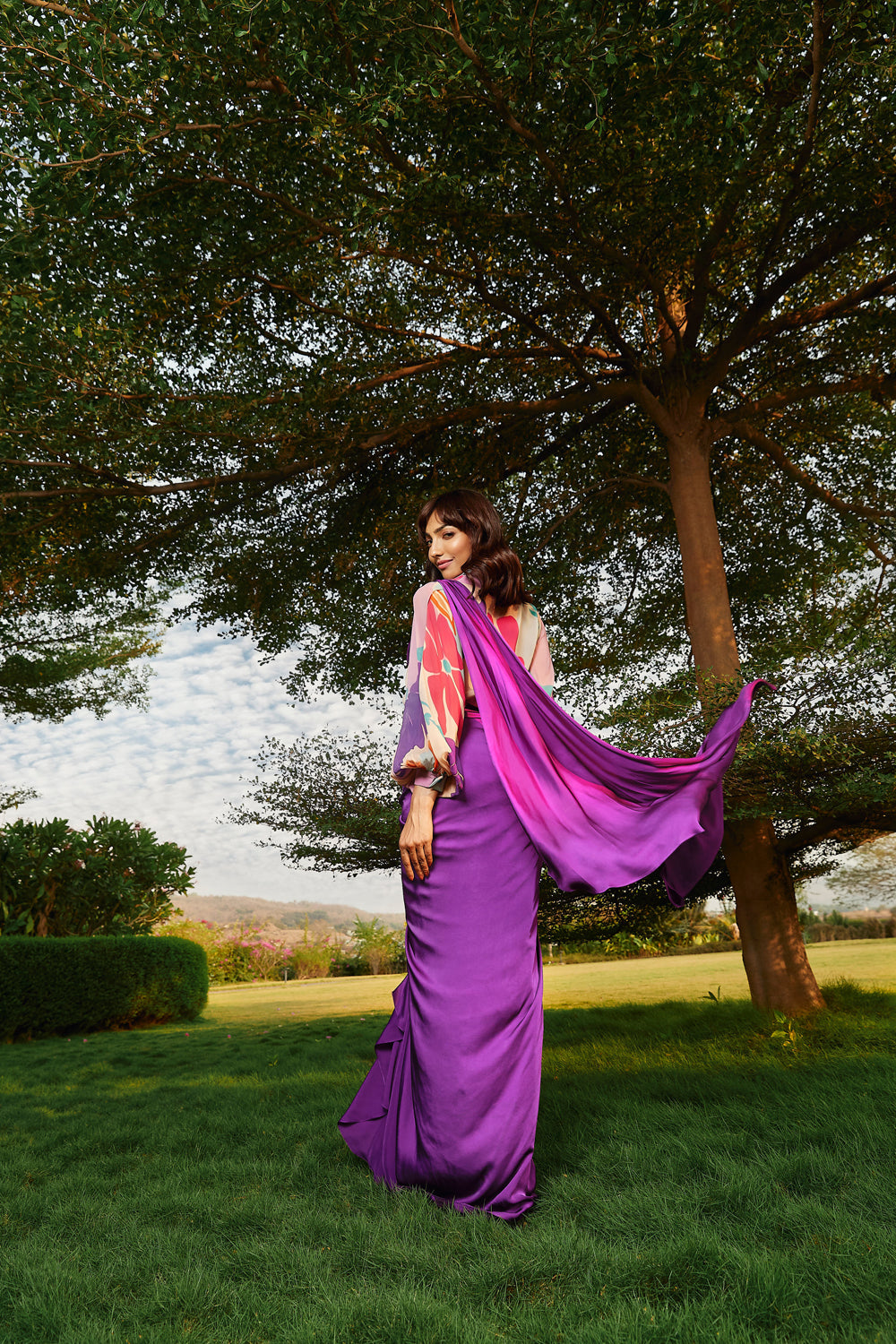 Iris Colored Draped Saree