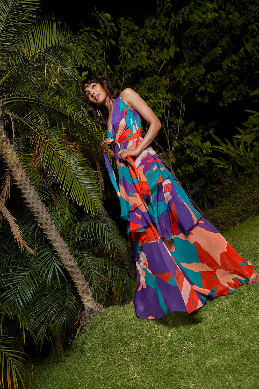 Printed Knot Layered Dress