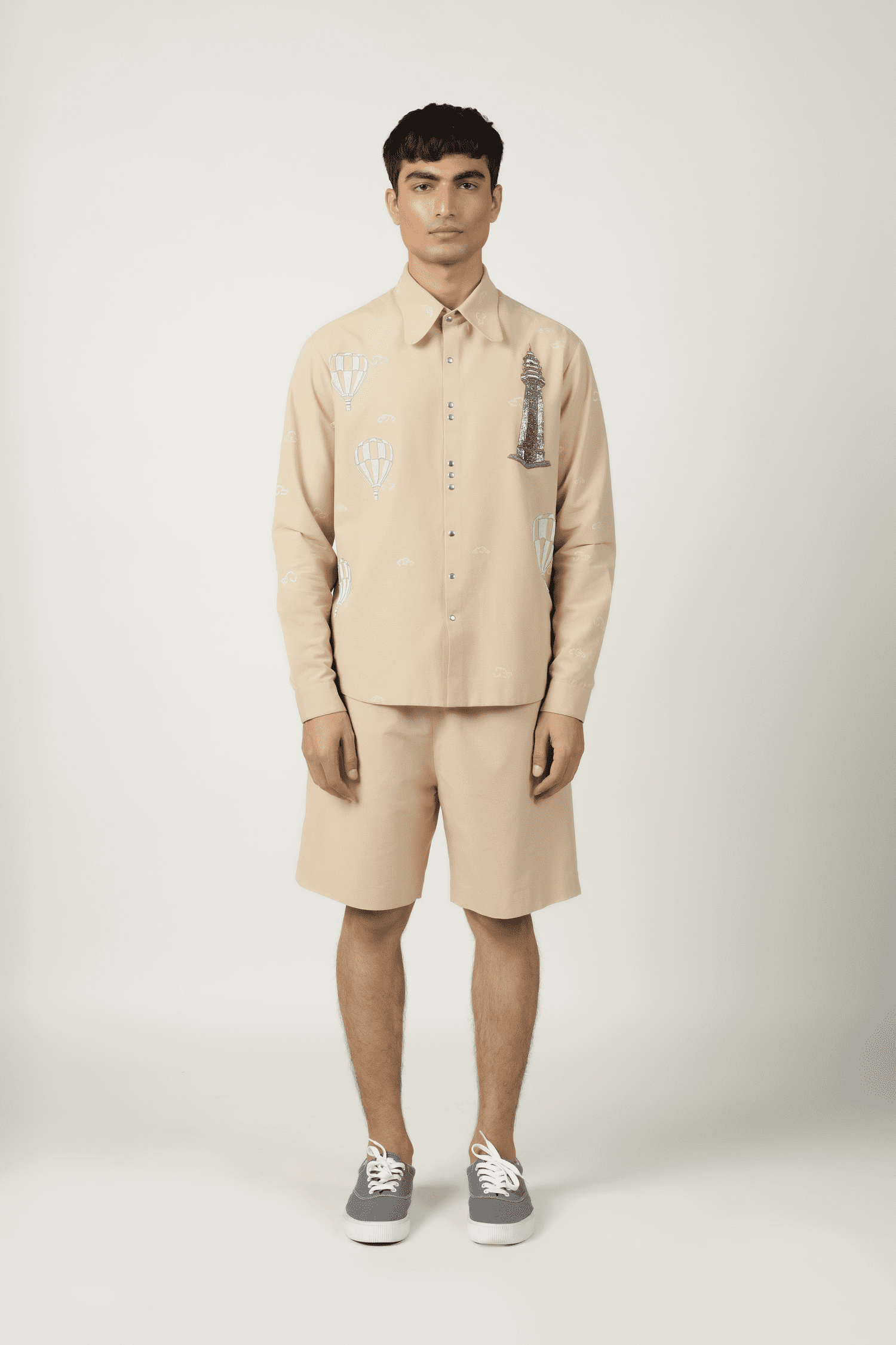 Lighthouse,Airballoons & Clouds Shirt With Shorts