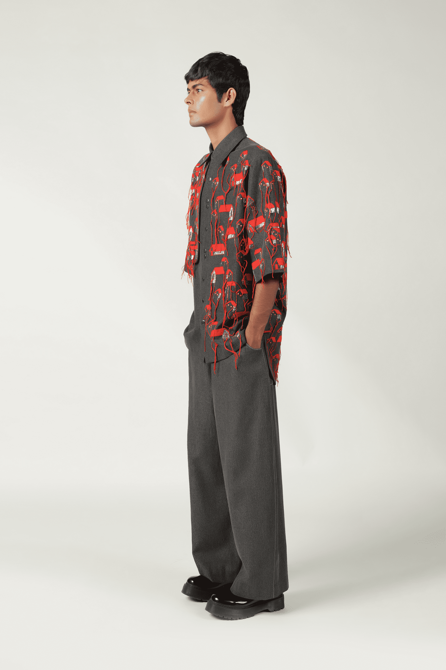 Tiny Houses Flap High-Low Oversized Shirt