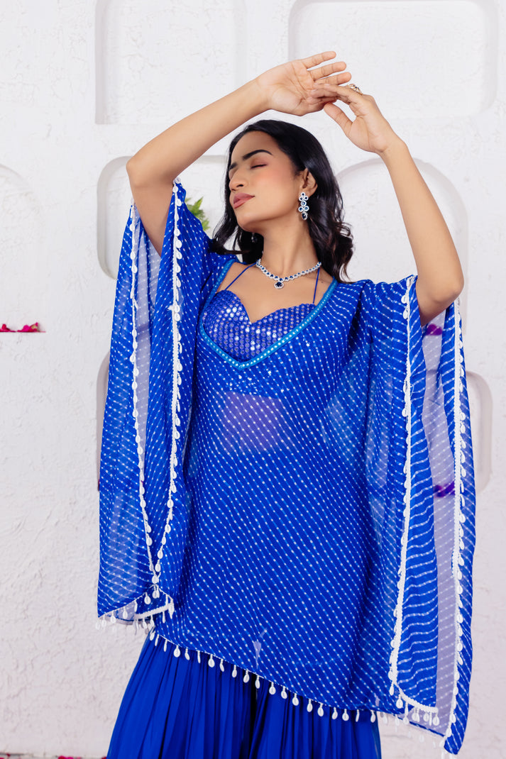 CY Bhawna Rao Anaya Royal Blue Mothra Co-Ord Set Closeup 3