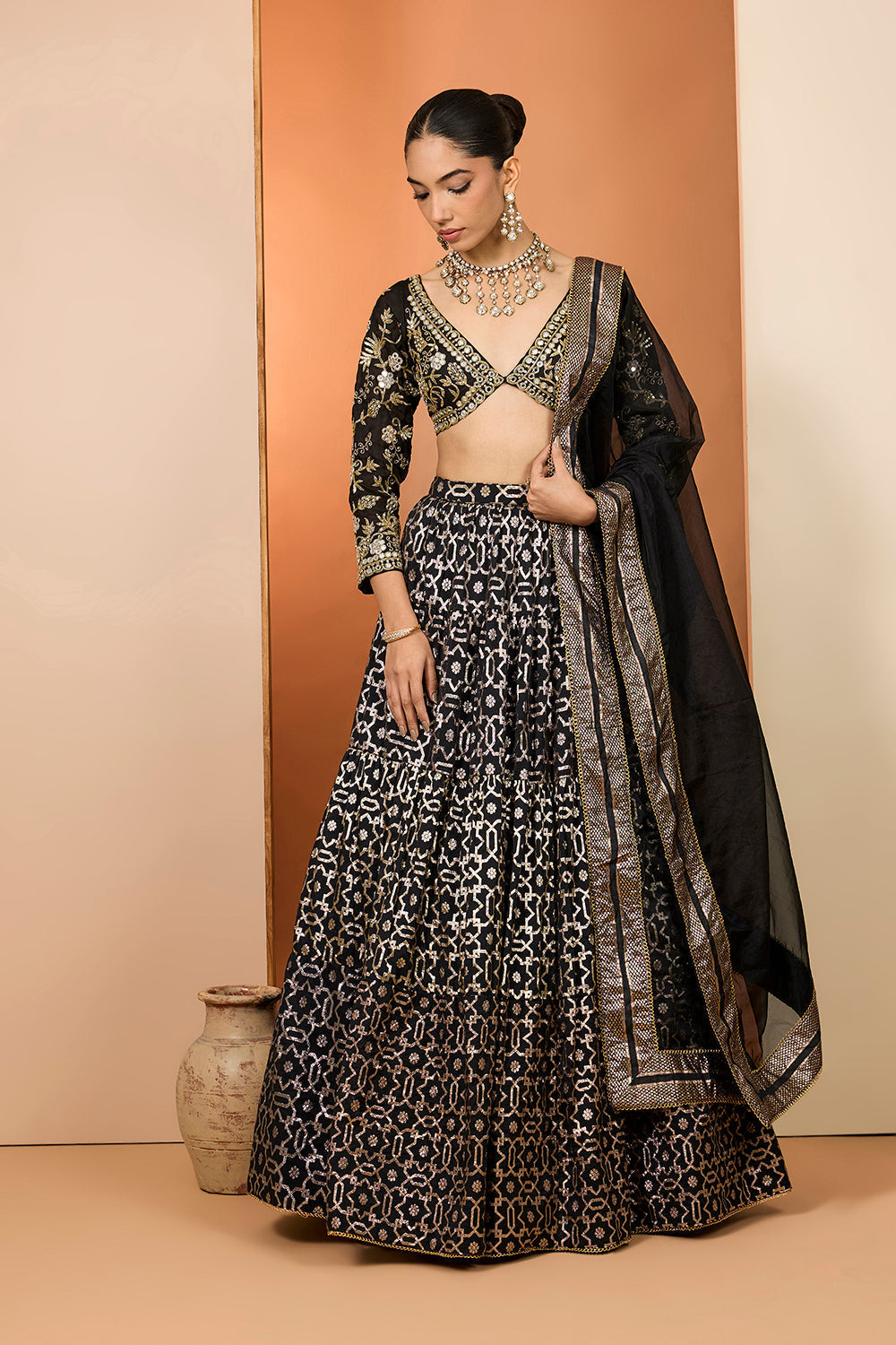 Black  Lehenga Set