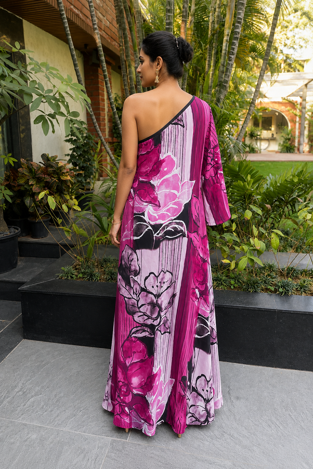 One Shoulder Drape Gown