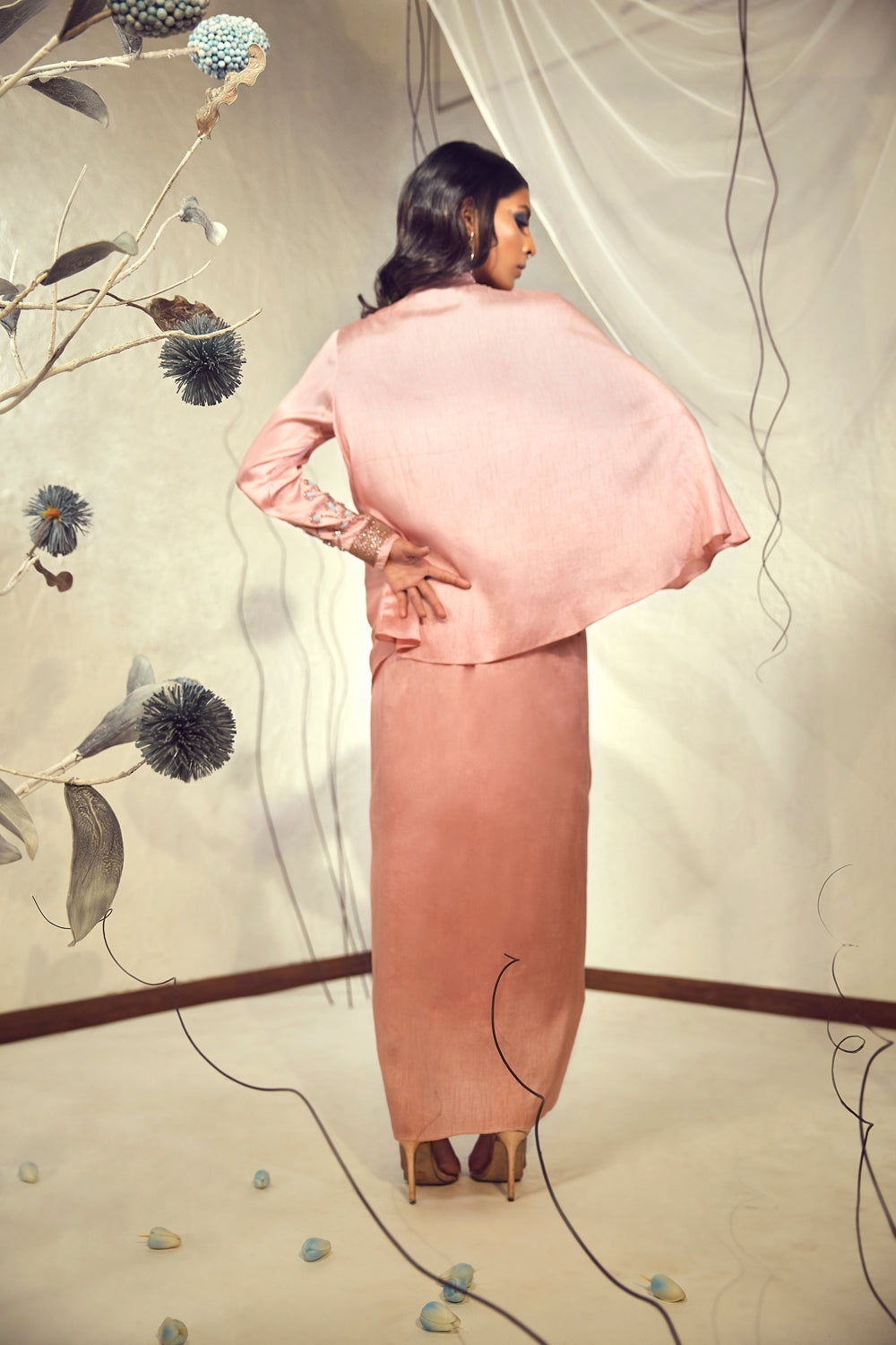 Pink Top with Pleated Skirt