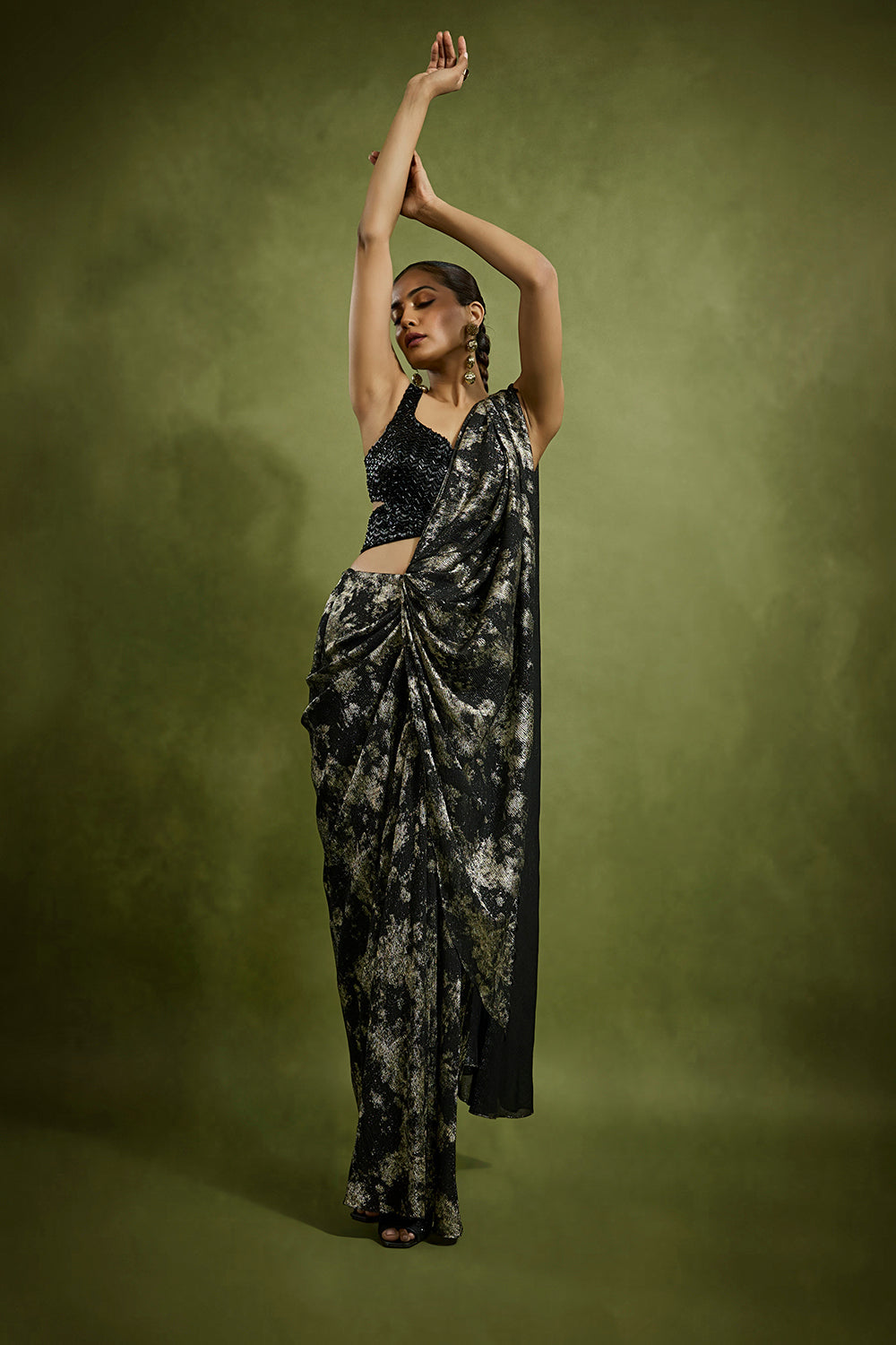 Noir Drape Foil Saree