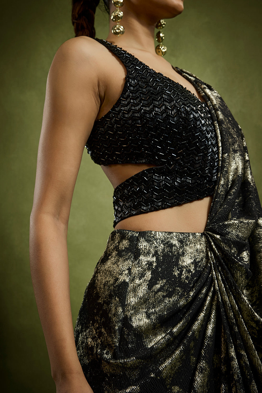 Noir Drape Foil Saree