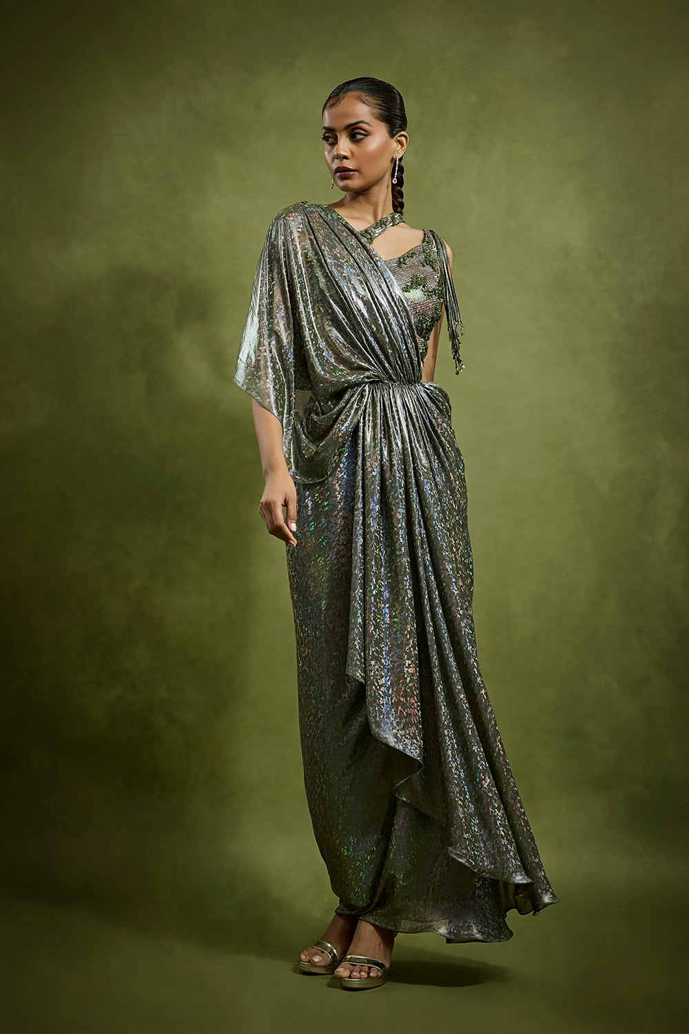 Stardust Cascade Drape Saree