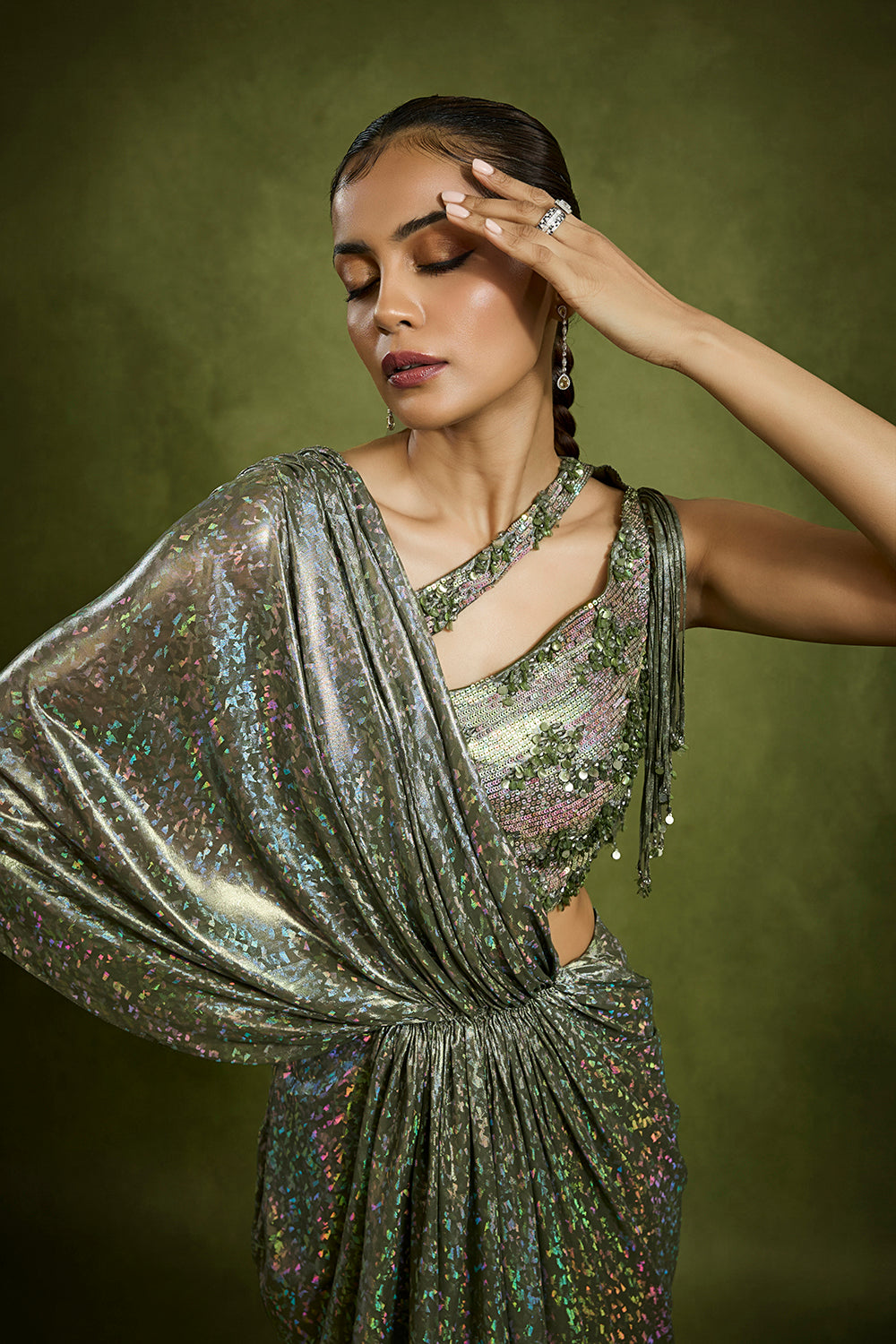 Stardust Cascade Drape Saree