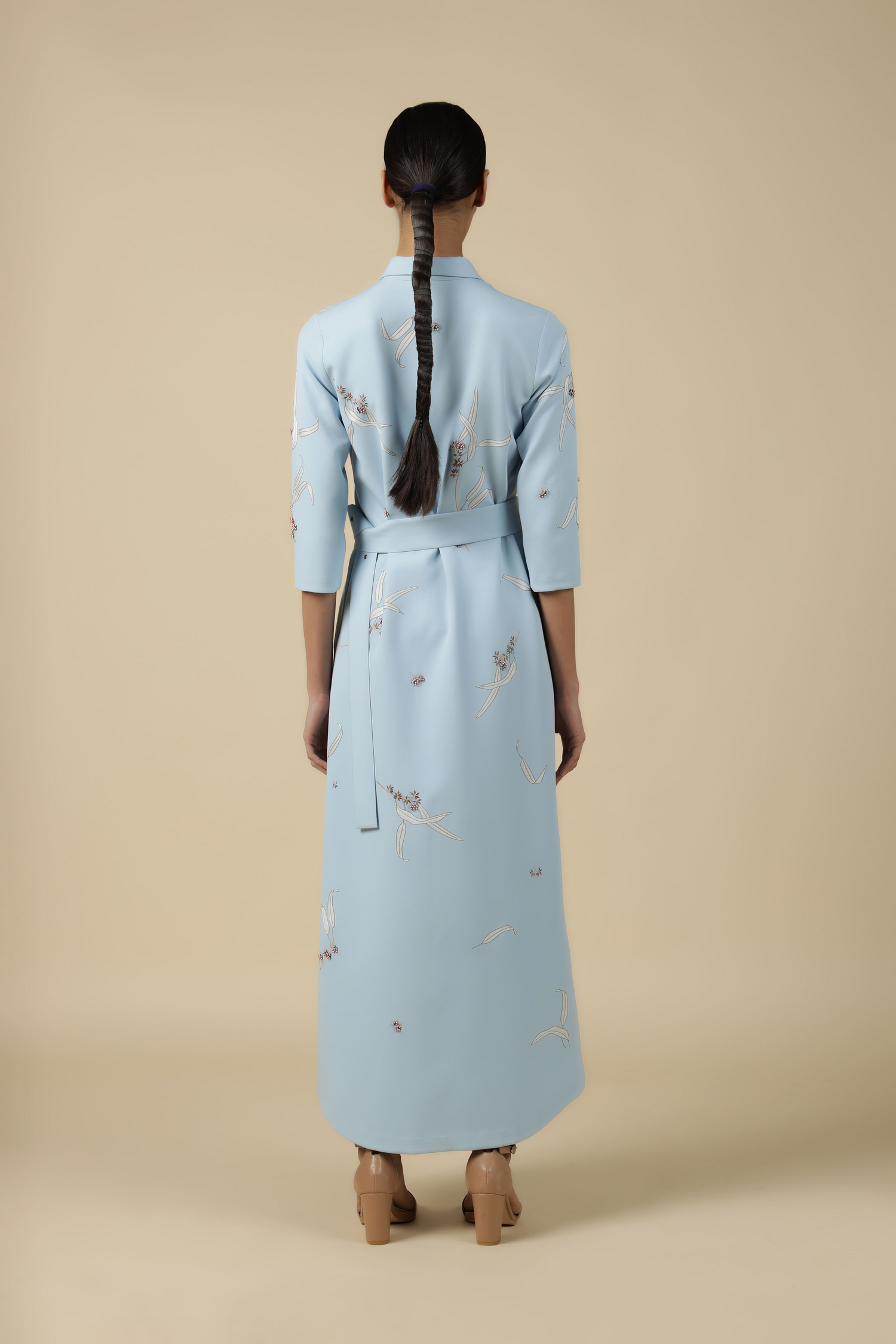Eucalyptus Long Shirt Dress With Buckle Belt