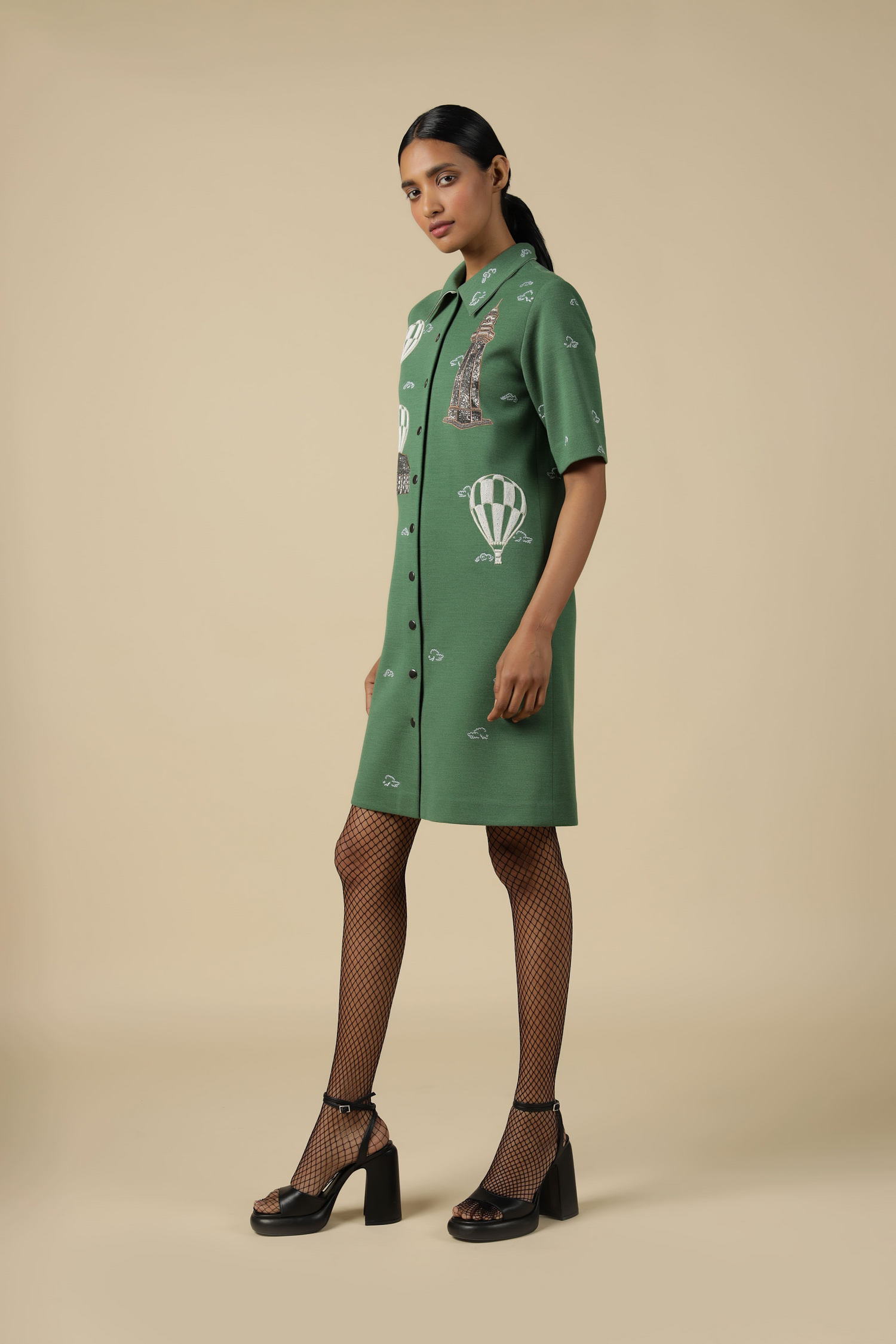 Lighthouse, Airballoons And Clouds Shift Dress
