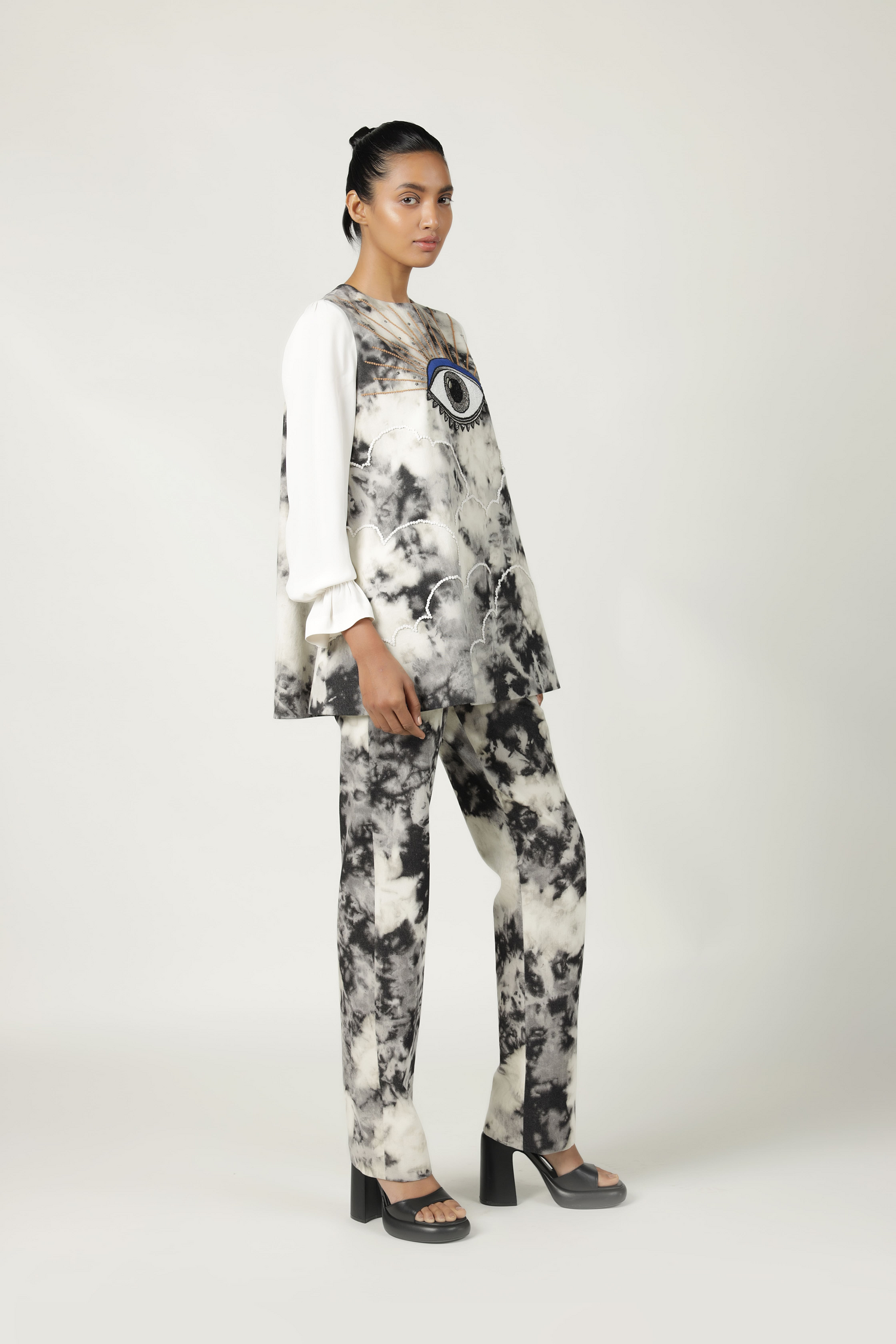 Clouds & Eye Flared Top With Matching Pants