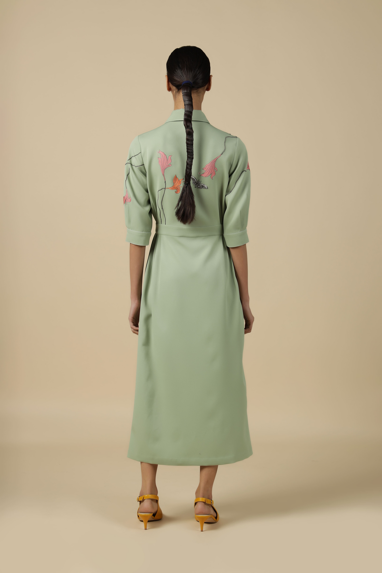 Midsummer Plant Side Pleated Long Dress
