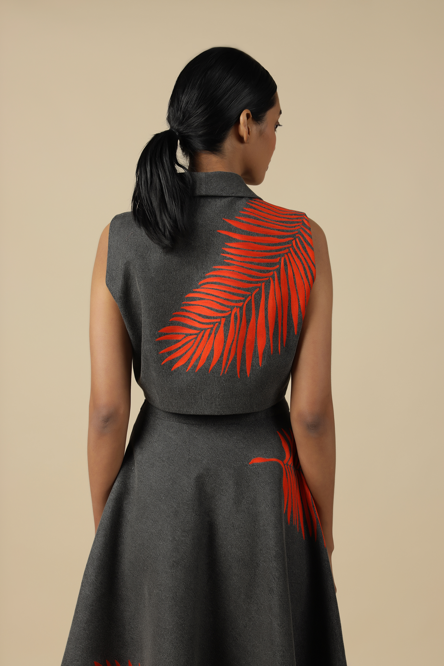 Big Leaf Wrap Crop Top With Circular Skirt