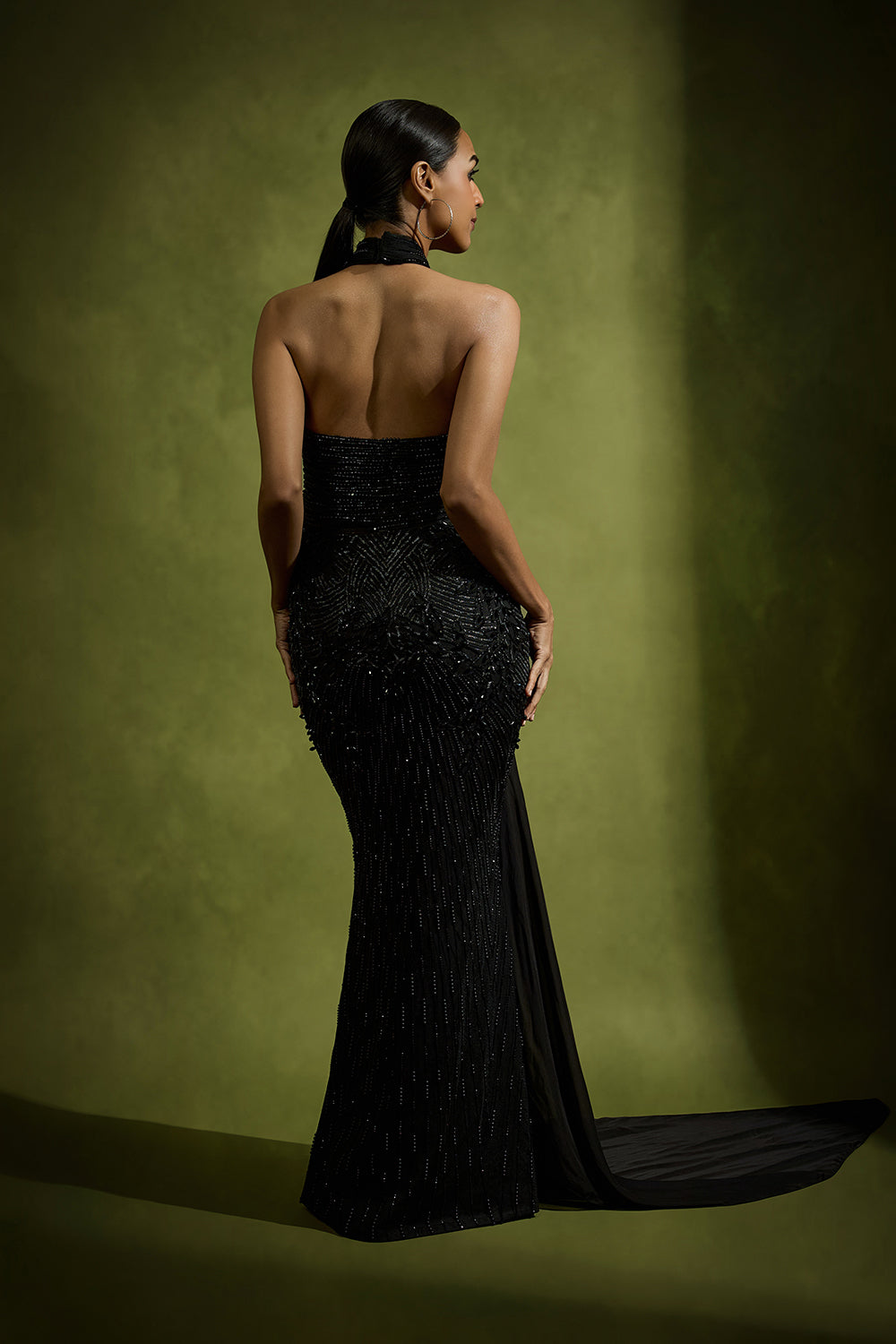Noir Tulle Fishtail Gown