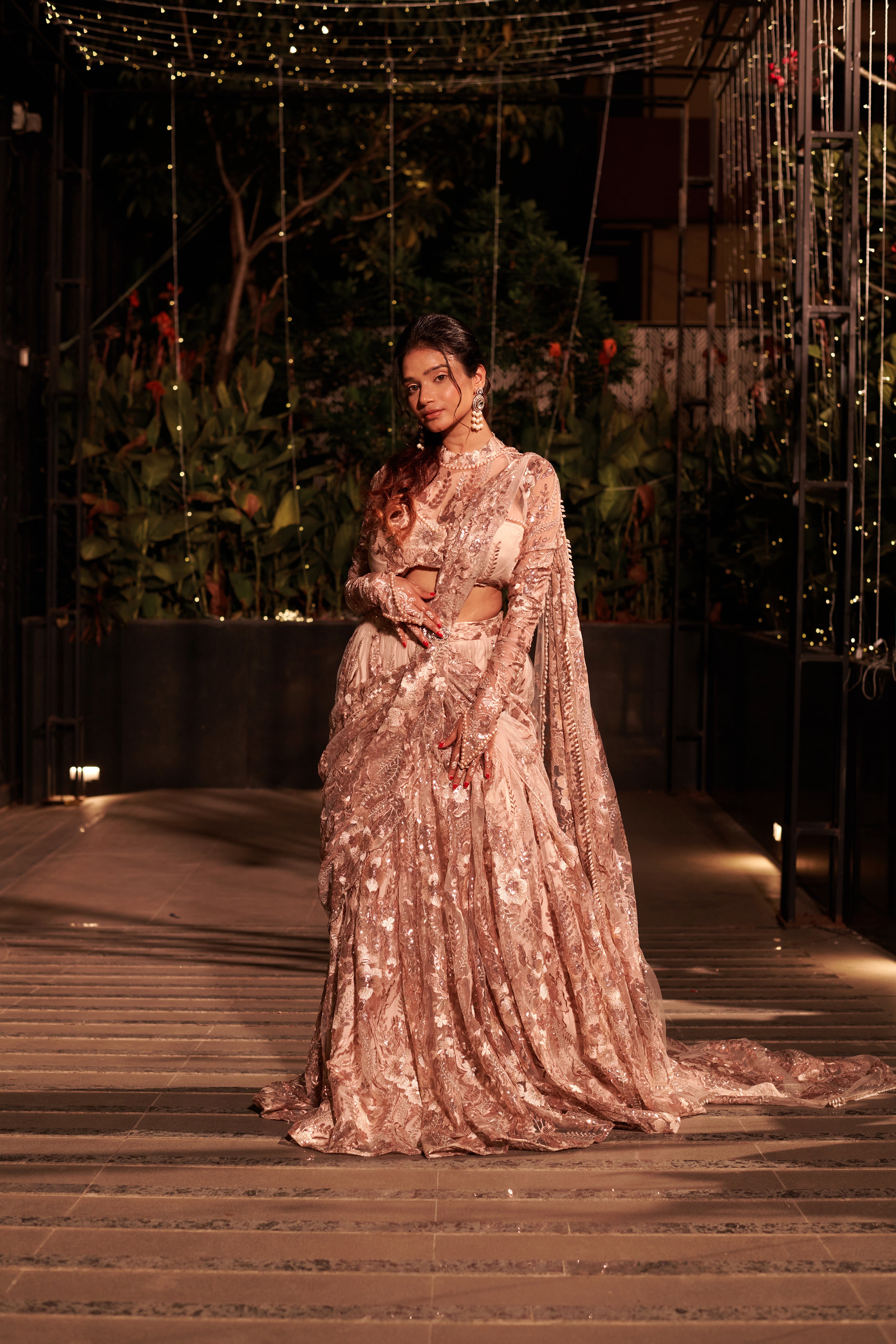 CY Jigar & Nikita Bronze Affair Lehenga Set-Front-2