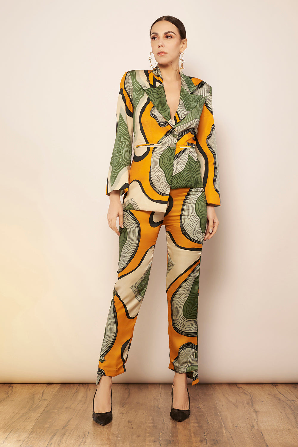 Printed Asymmetric Blazer