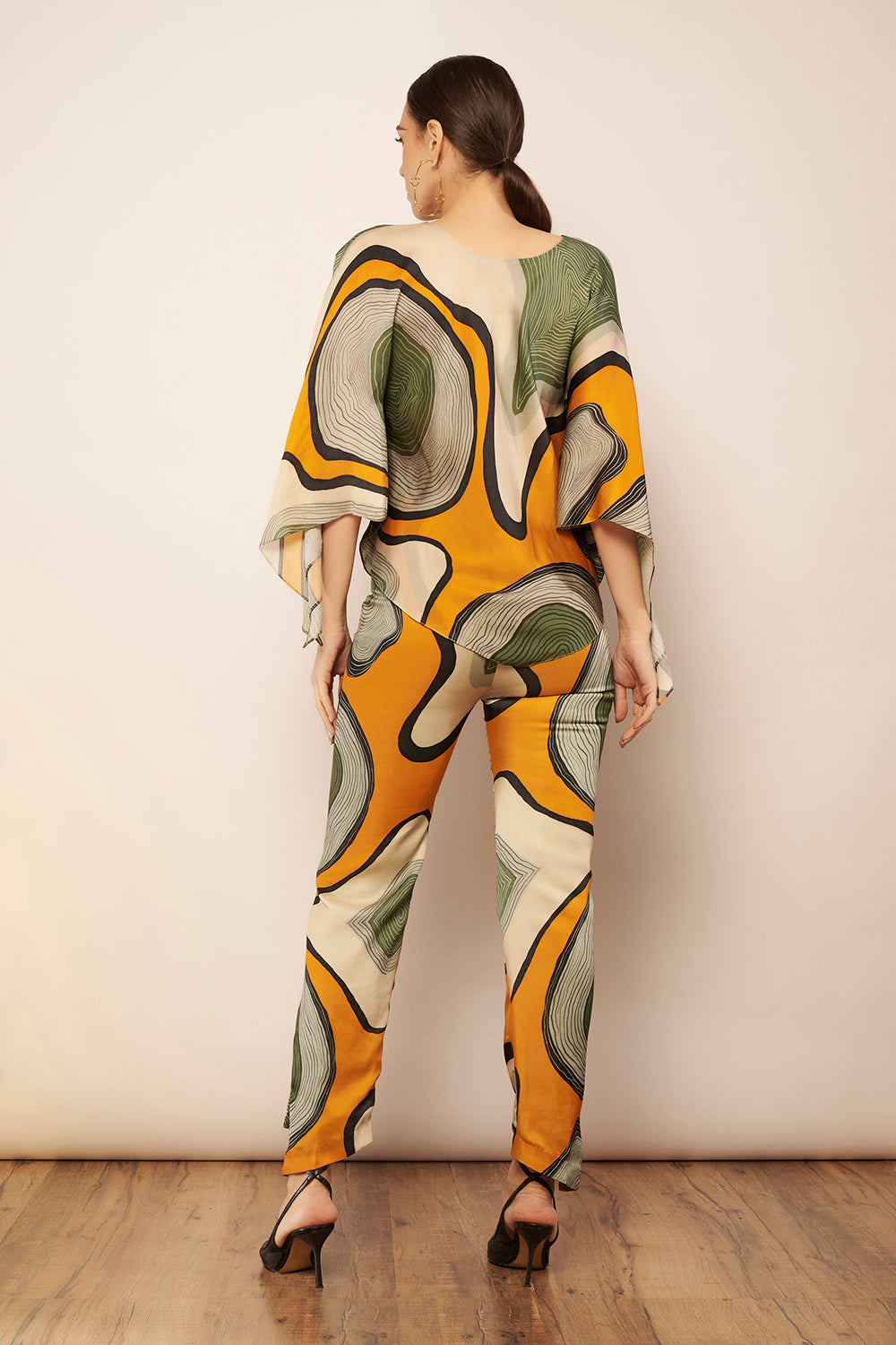 Ivory/Yellow Asymmetrical Hem Pants