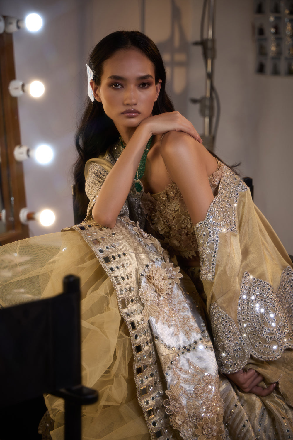 CY 29 India Banarasi Brocade Lehanga Set With Cape Side 1