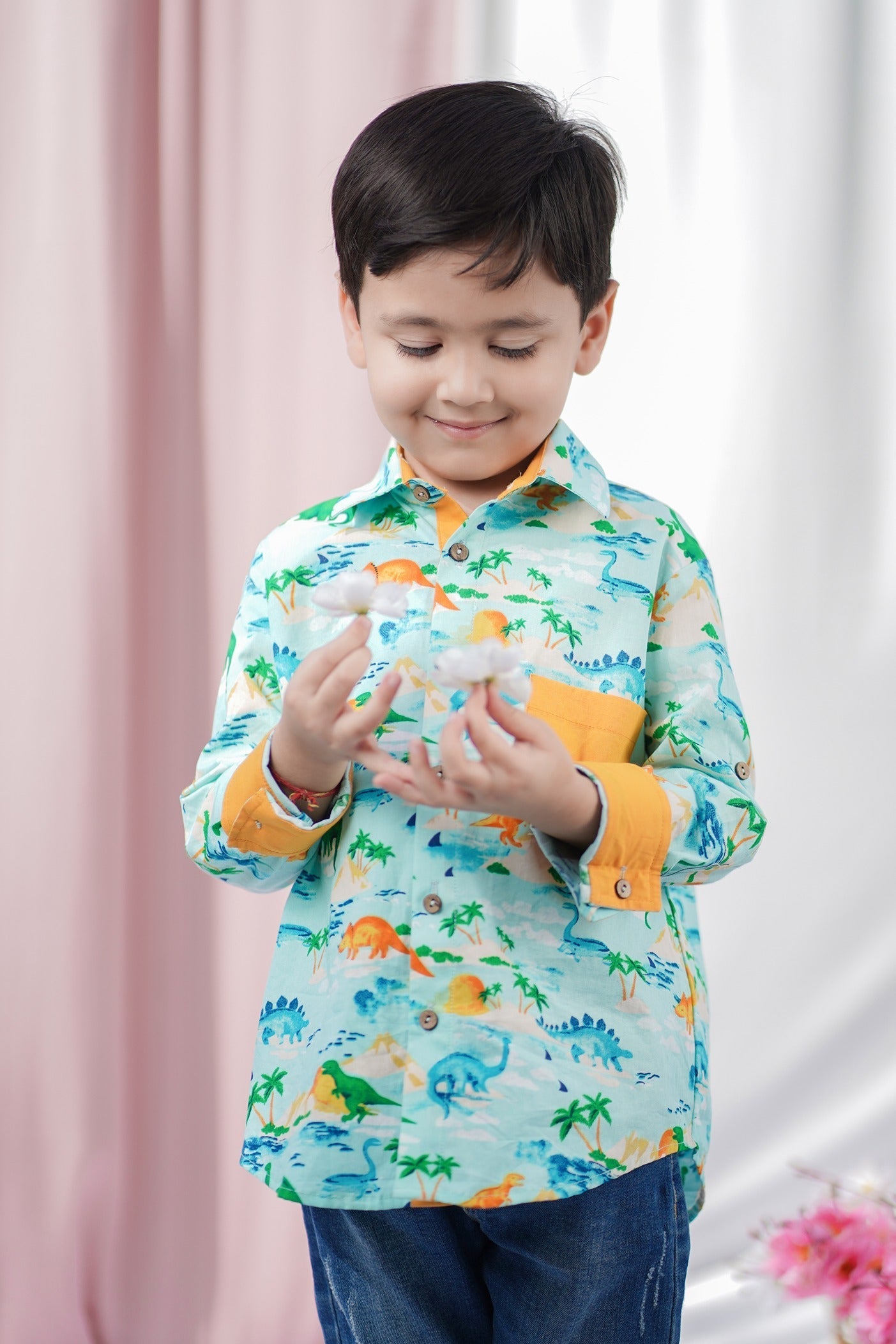 "Dino-Roar" Boys Cotton Shirt - CuddlesClothing