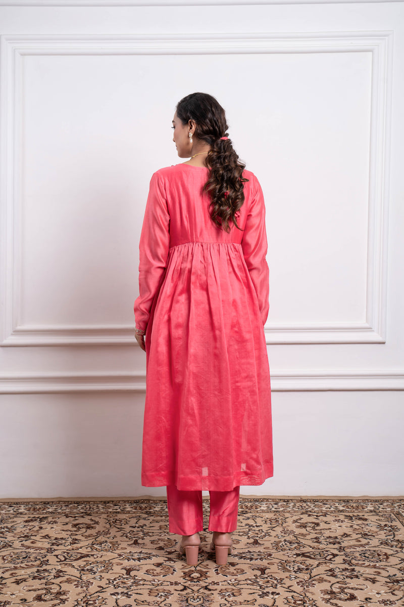  CY Vinusto Pink Embroidered Anarkali With Pant Back 1