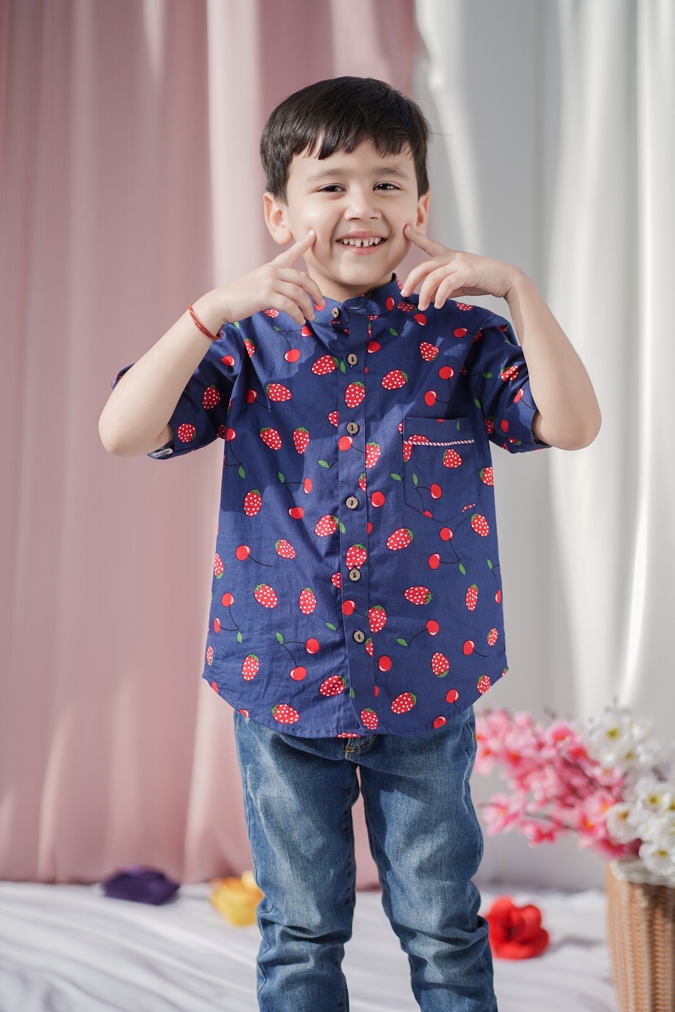"Berry Blue" Kids Cotton Shirt - CuddlesClothing