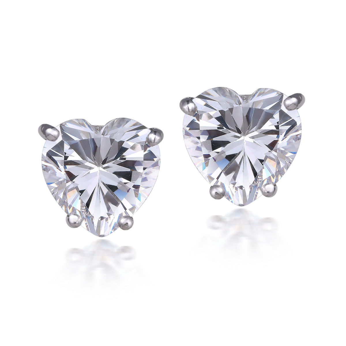 CY Diosa Paris Haeart Shape White Swarovski Zirconia Studs Front 2