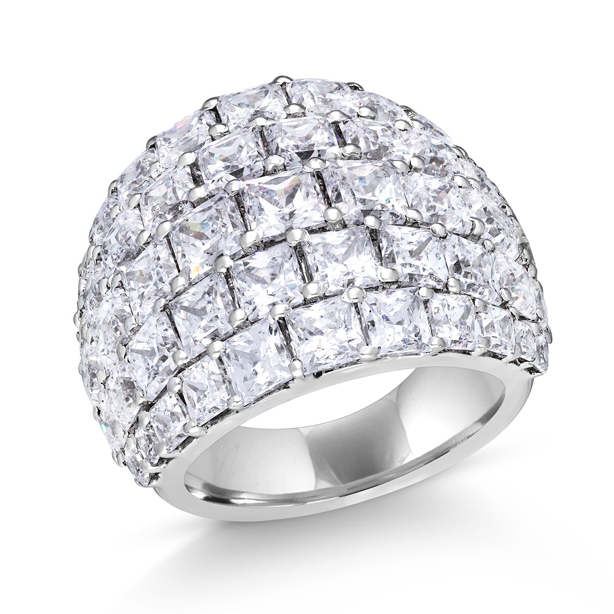 CY Diosa Paris Princess Cut White Swarovski Zirconia Cocktail Ring Front 2