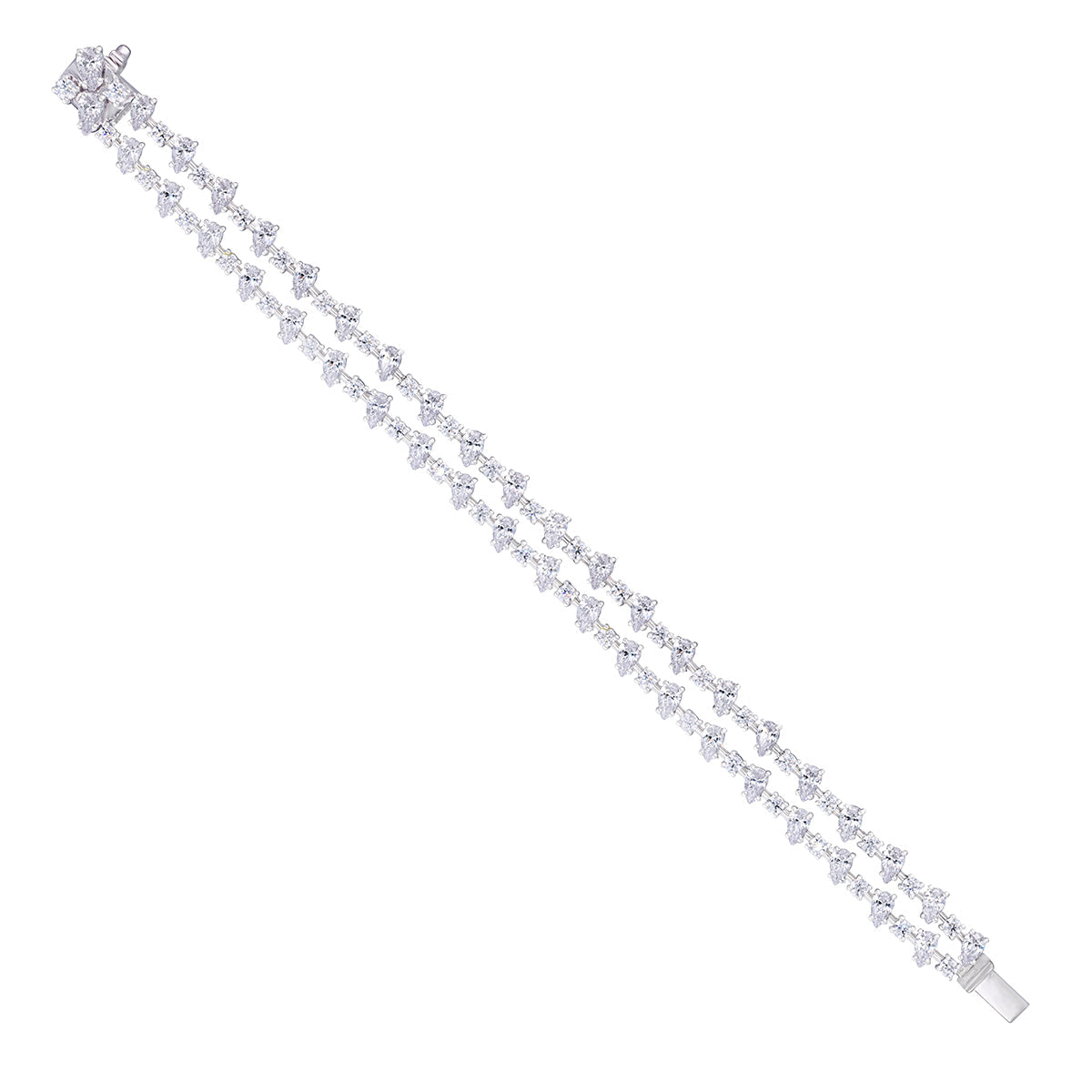 CY Diosa Paris Round Cut White Swarovski Zirconia Bracelet Front 2