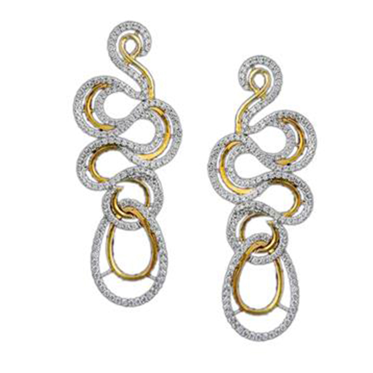 CY Diosa Paris Round Cut White Swarovski Zirconia Earrings Front 2