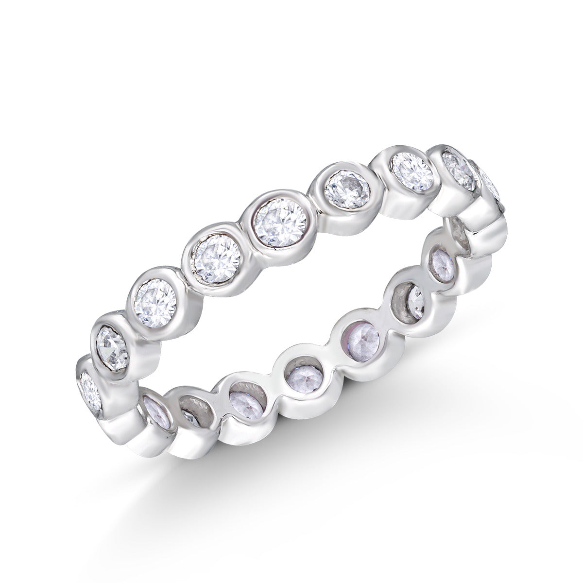 CY Diosa Paris Round Cut White Swarovski Zirconia Eternity Band Front 2