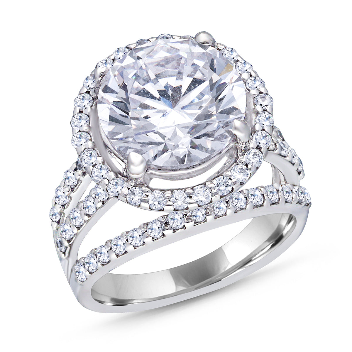 CY Diosa Paris Round Cut White Swarovski Zirconia Ring Front 2