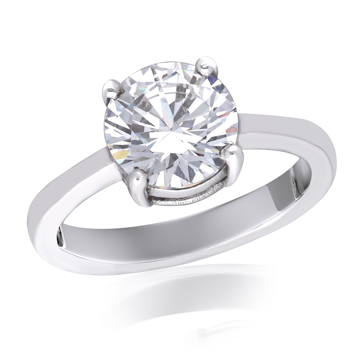 CY Diosa Paris Round Cut White Swarovski Zirconia Solitaire Ring Front 2